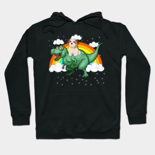 T Rex Dinosaur Riding Maltese Dog Hoodie